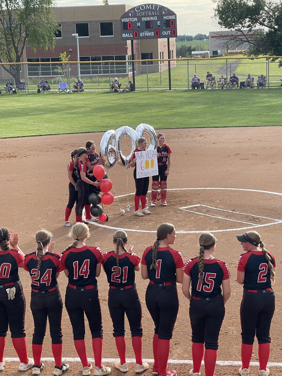 NPHSoftball's tweet photo. Ava Husak celebrating 600 strikeouts in her career. https://t.co/lvajjsMby7
