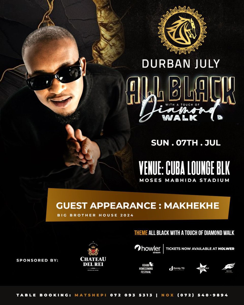 Durban Bakers, let’s party 🖤 🍾 
<a href="/cubaloungeblk/">Cuba Lounge BLK</a> 

#HollywoodbetsDurbanJuly 
#TshepoMakhekhe
