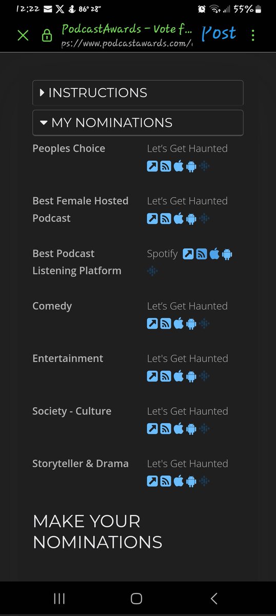 Everyone go vote for <a href="/LetsGetHaunted/">LetsGetHaunted</a> or get cursed  and become a Scarecrow. I've kept the curse away. Have you? podcastawards.com/app/nomination…