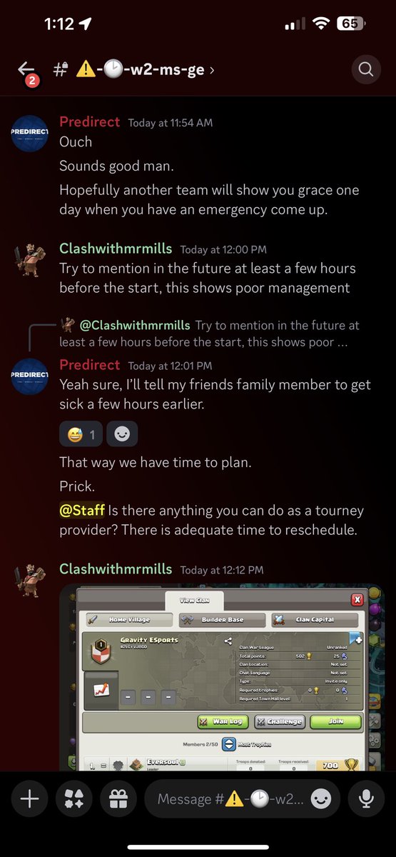 Predirectgaming's tweet photo. Just so everyone knows, make sure your kid gets sick 3 hours earlier so @Mrmillsclasher  has time to plan for war.

What disgusting human. 

#clashofclans #megasultan #destroyercup #coc https://t.co/xeXk2nU8DF
