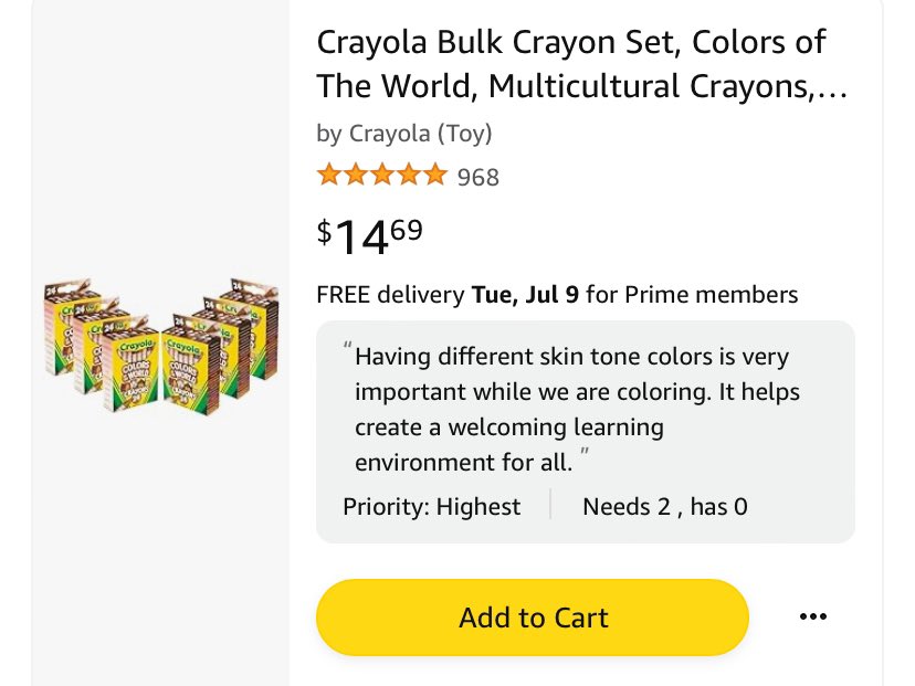 MsStubbs3's tweet photo. If you could get one item cleared off your list today, what would it be?! Mine would be these skin tone colored crayons! Our school is very diverse and students deserve to have these crayons! #clearthelist Don’t forget to drop your list below for a repost! https://t.co/kzbGuiL0Le https://t.co/SJJ7qthzbp