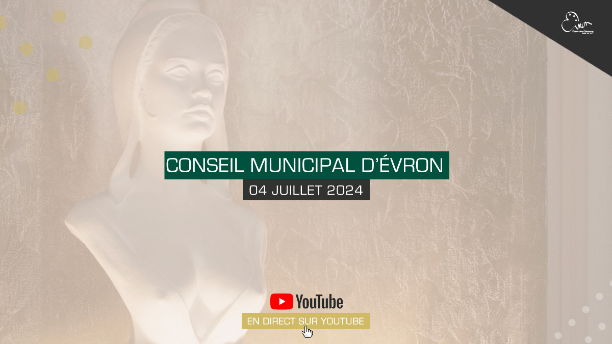 🏛 Pour suivre le Conseil Municipal d'Évron en direct à 20h, rendez-vous sur Youtube : youtube.com/live/-_Niouj5R…
👉 Abonnez-vous dès maintenant à la chaîne !