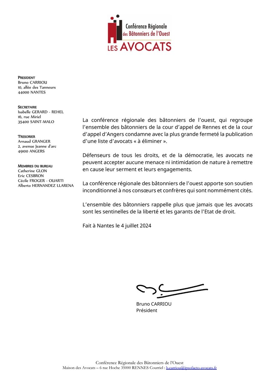 Conférence Régionale des Bâtonniers de l'Ouest tweet media