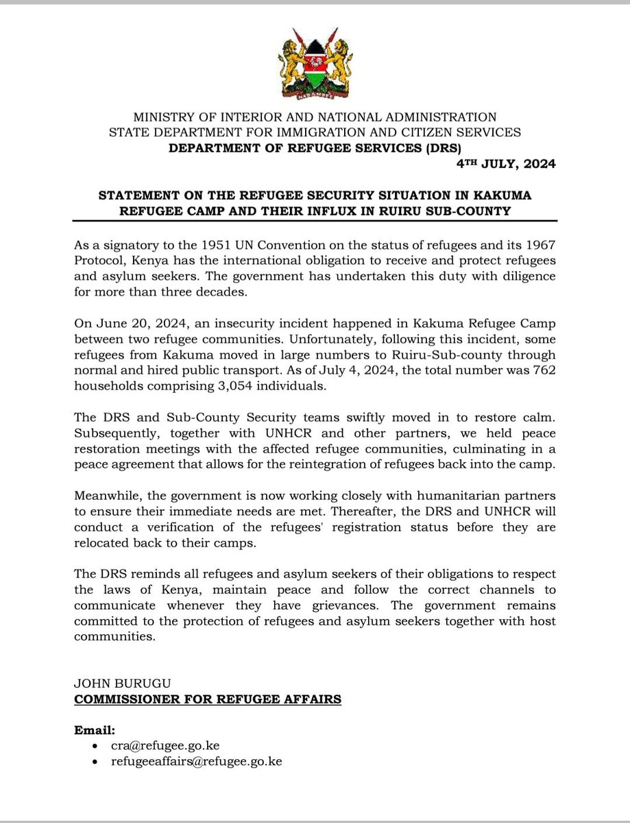 Department of Refugee Services tweet media