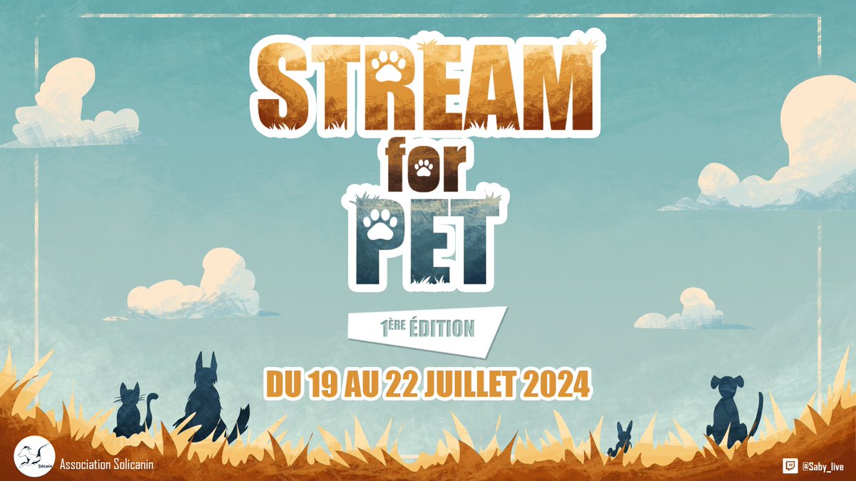 Sideroth93's tweet photo. Du 19 au 22 juillet 2024, on se retrouve sur #Twitch pour l'event #StreamforPet sur https://t.co/ILdTsdrG6O pour l'association @solicanin 📷 et ainsi aider https://t.co/MhYbTpZl3f à récolter des dons !
C'est une association de protection animale qui œuvre pour donner une chance à tous les animaux dans le besoin. 🐱🐶 https://t.co/I69yPc7CVh