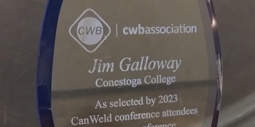 Conestoga welding professor receives national award for research: ow.ly/tvgL50SuWLv.