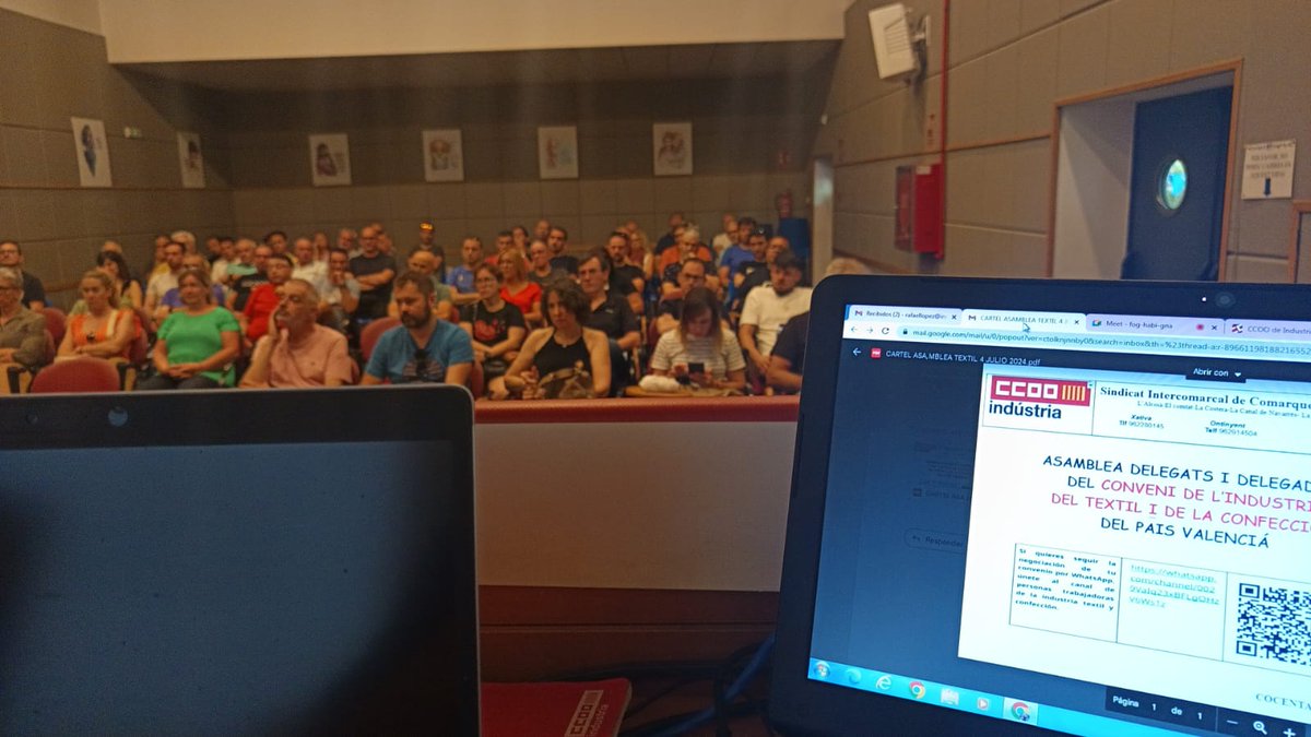 Hui hem fet a Cocentaina Asamblea de  Delegats i Delegades del Conveni del Textil i de la Confecció Si el dia 22 Julio la Patronal Textil no meneja ficha HIAURÀ MOBILITZACIÓ