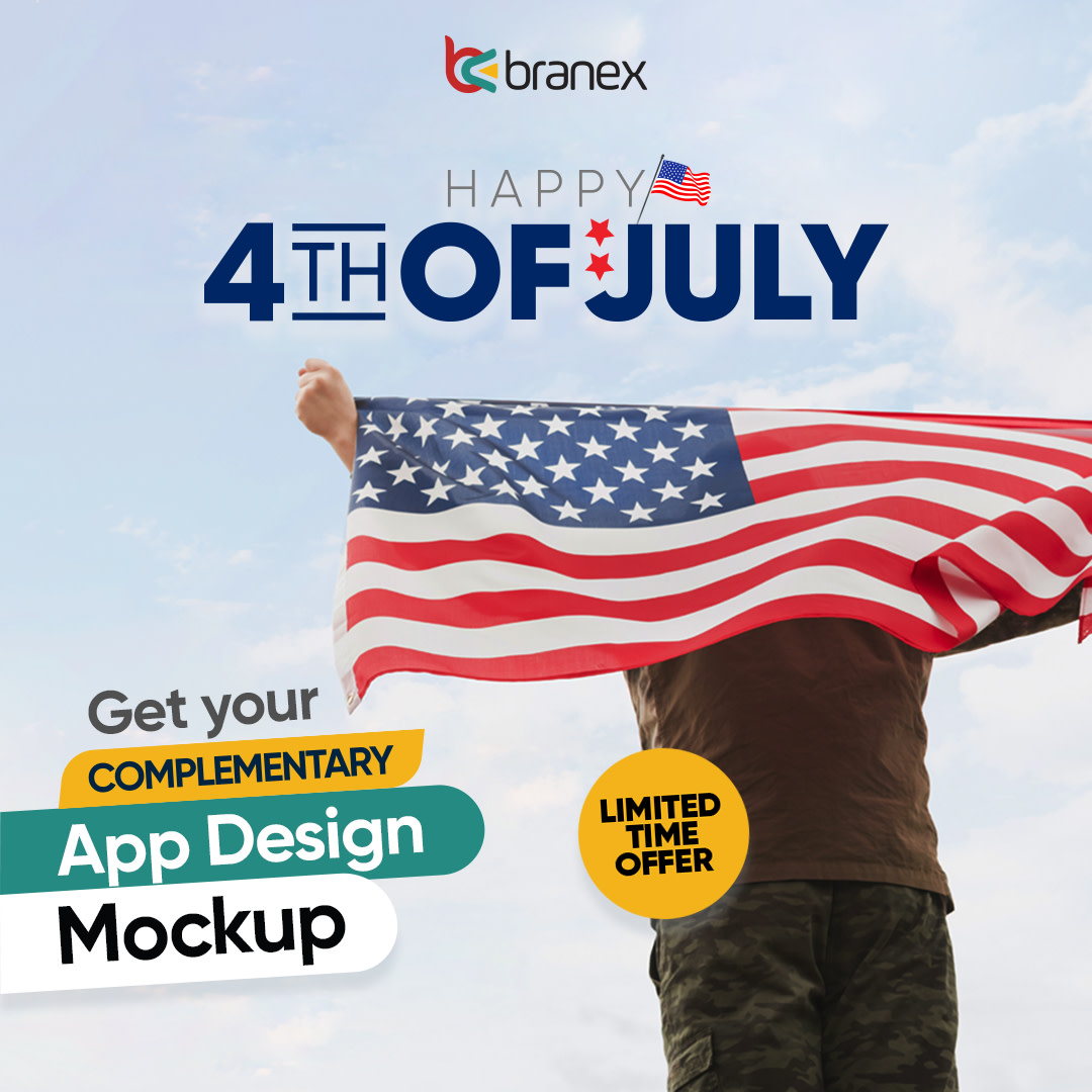branexint's tweet image. Celebrating freedom and creativity with $3000 Worth of complimentary design-driven app mockup for all new customers. 

#Branex #IndependenceDayOffer #AppMockup #CelebrateFreedomWithDesign #ComplimentaryMockup #AppDesignForAll #FreedomToCreate #NewBeginningsWithDesign.