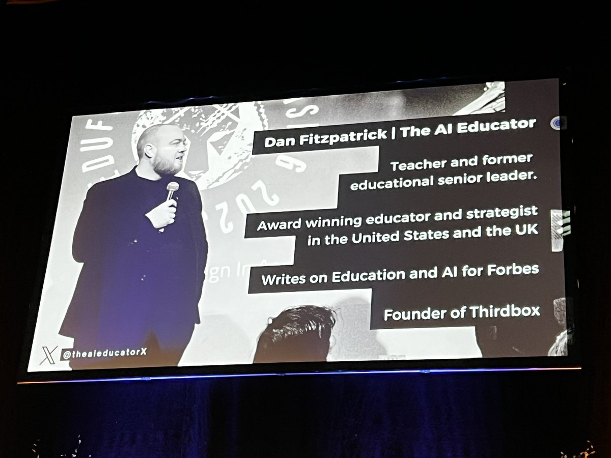 zmunnik's tweet photo. ‘As artificial intelligence accelerates and unconventional competitors arise, the transformation of our education system becomes not just beneficial for our students but essential for survival’. 
Thank you @theaieducatorX for a brilliant session @EducationFest UK👩🏼‍🎓🧑🏽‍🎓 https://t.co/heJgCyNhVp