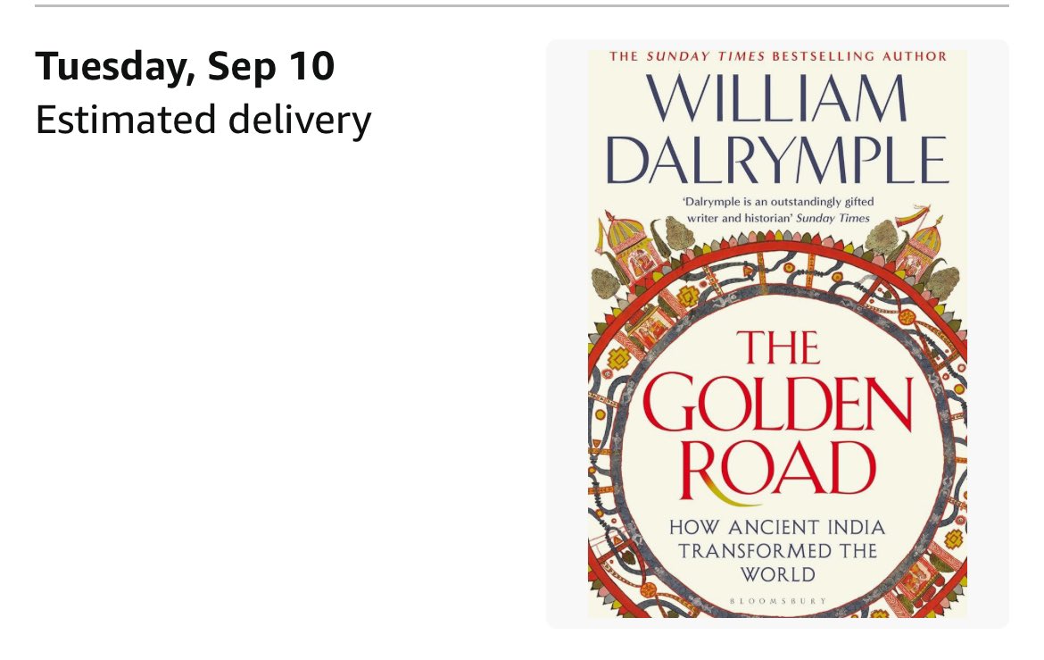 drparag's tweet photo. @tweeter_anita @DalrympleWill @EmpirePodUK 
As I was listening to chapter 128 .The Buddha and the Golden Road , I had order this fascinating book ! Roll on September 👍🏼🤩
#thegoldenroad #HistoryMatters https://t.co/NlsbGVyYq9