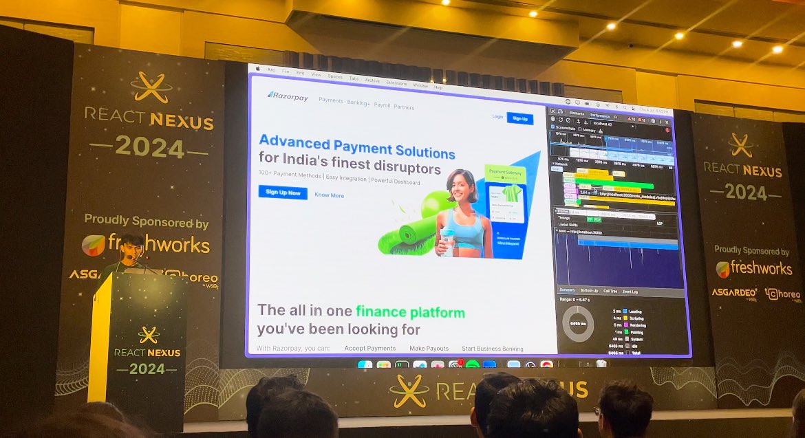 Adyasha8105's tweet image. As expected, an amazing talk by @saurabhdawaree on debugging website performance issues. Loved the clear demos he did for each issue, showing how to identify and fix them.
#ReactNexus