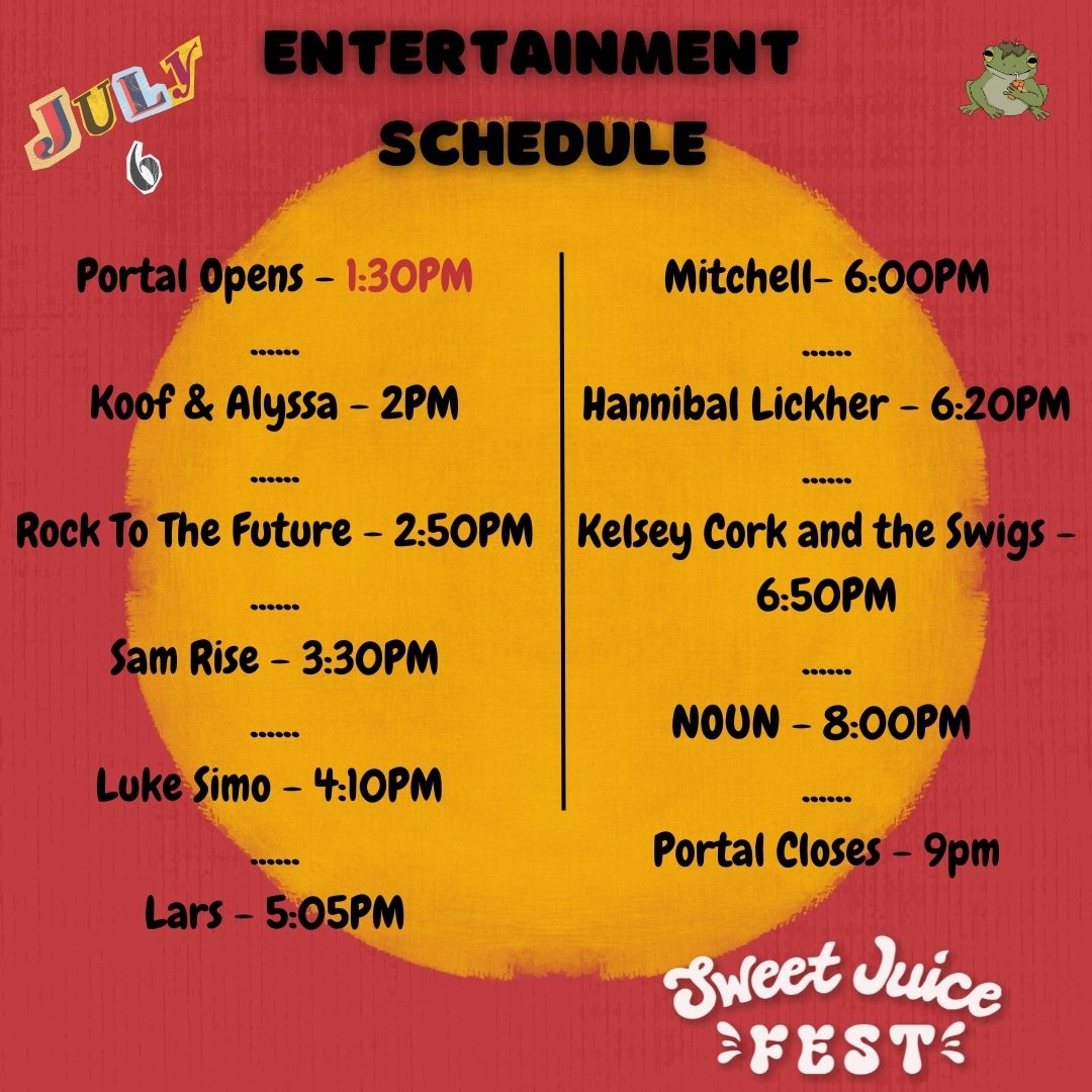 Saturday's Schedule! Sweetjuicefest.com