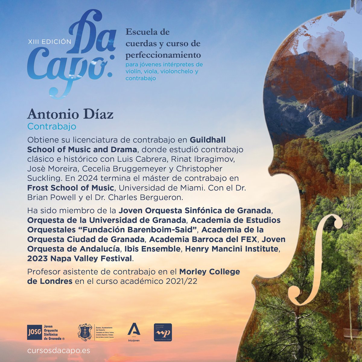 El domingo comenzamos los Cursos DaCapo y aún tenemos una sorpresa más que anunciar! Y es que tenemos el placer de contar con <a href="/antooodiaz/">antooodiaz</a> como nuevo profesor de contrabajo. Le damos la bienvenida a la familia DaCapo! 🤗