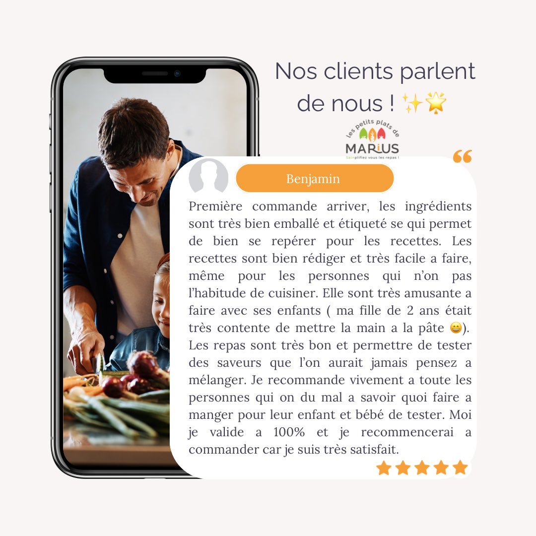 Merci pour vos avis 😍

Envie de vous faire le votre ? Commandez maintenant et découvrez la joie de cuisiner, manger et partager en famille à chaque repas ! 

#bebe #repas #lespetitsplatsdemarius