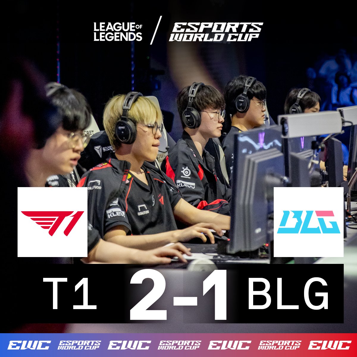 EWC_EN's tweet image. .@T1LoL take the series over @BilibiliGaming 2-1 for the opening match of the #EsportsWorldCup