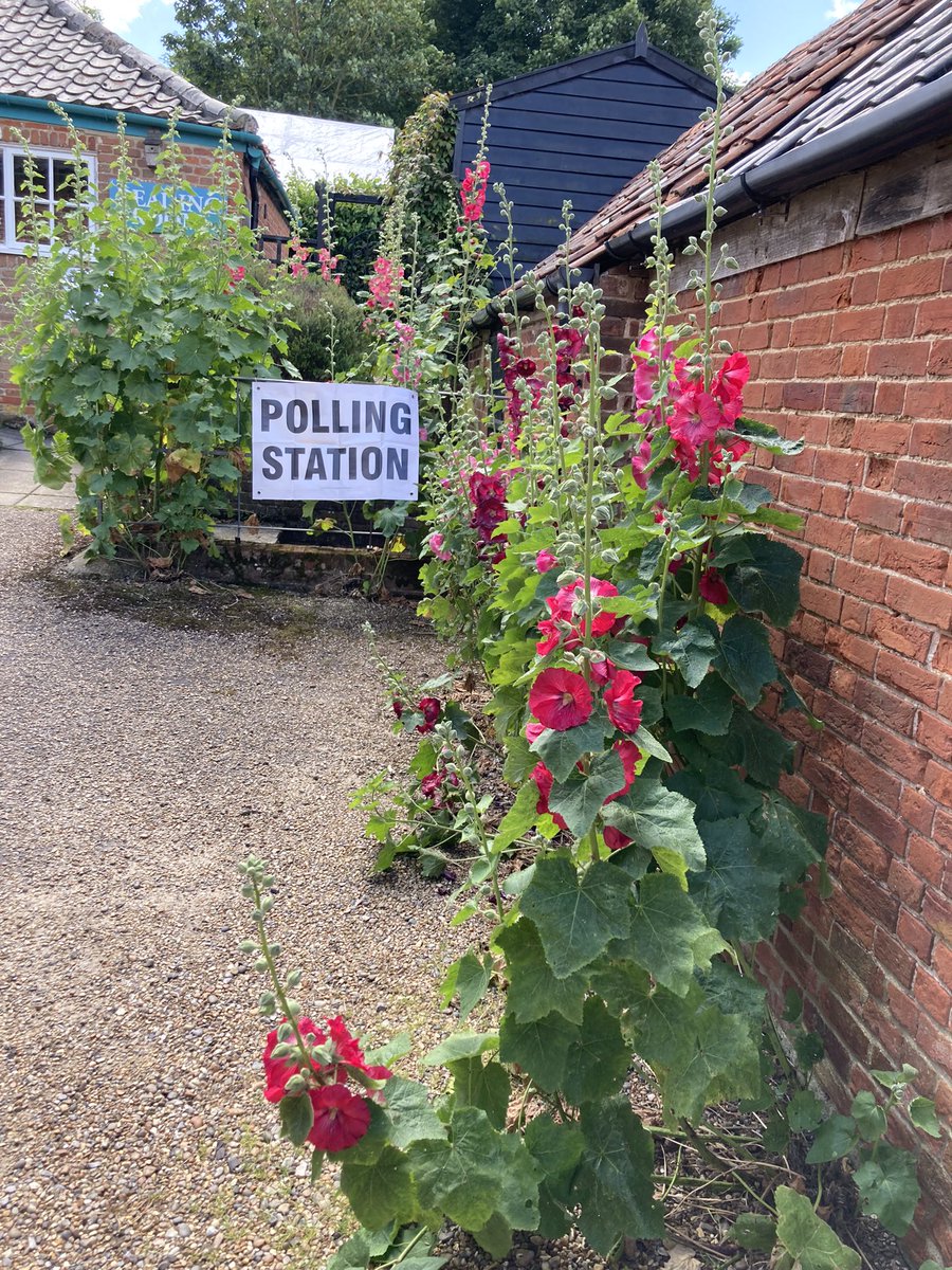 The Reading Room at <a href="/Dunwichmuseum/">Dunwich Museum</a> became a polling station today, looking particularly lovely with so many hollyhocks out <a href="/TEC_Kimmeridge/">The Etches Collection</a>