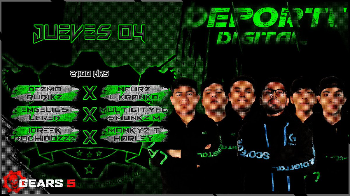 Deporte Digital 01 (@deportedigitalh) on Twitter photo LPL 2vs2 BATTLE RONDA 4
☢️CONTROL 2VS2
☢️JUEVES 4
☢️twitch.tv/deportedigital…
REGISTROS: deportedigital.games/registros
CASTERS:
<a href="/mataomega/">MataoMega</a>
<a href="/elJCMaster/">Master JC🎙</a>
<a href="/XboxStudio/">Xbox Studio</a>
<a href="/GearsEsports/">Gears Esports</a>
<a href="/GearsLATAM/">GearsLATAM</a>
<a href="/XboxMexico/">Xbox México</a>
<a href="/XboxGamePass/">Xbox Game Pass</a>
<a href="/GearsofWarGG/">*Comunidad Gears Of War*</a> LPL 2vs2 BATTLE RONDA 4
☢️CONTROL 2VS2
☢️JUEVES 4
☢️twitch.tv/deportedigital…
REGISTROS: deportedigital.games/registros
CASTERS:
<a href="/mataomega/">MataoMega</a>
<a href="/elJCMaster/">Master JC🎙</a>
<a href="/XboxStudio/">Xbox Studio</a>
<a href="/GearsEsports/">Gears Esports</a>
<a href="/GearsLATAM/">GearsLATAM</a>
<a href="/XboxMexico/">Xbox México</a>
<a href="/XboxGamePass/">Xbox Game Pass</a>
<a href="/GearsofWarGG/">*Comunidad Gears Of War*</a>