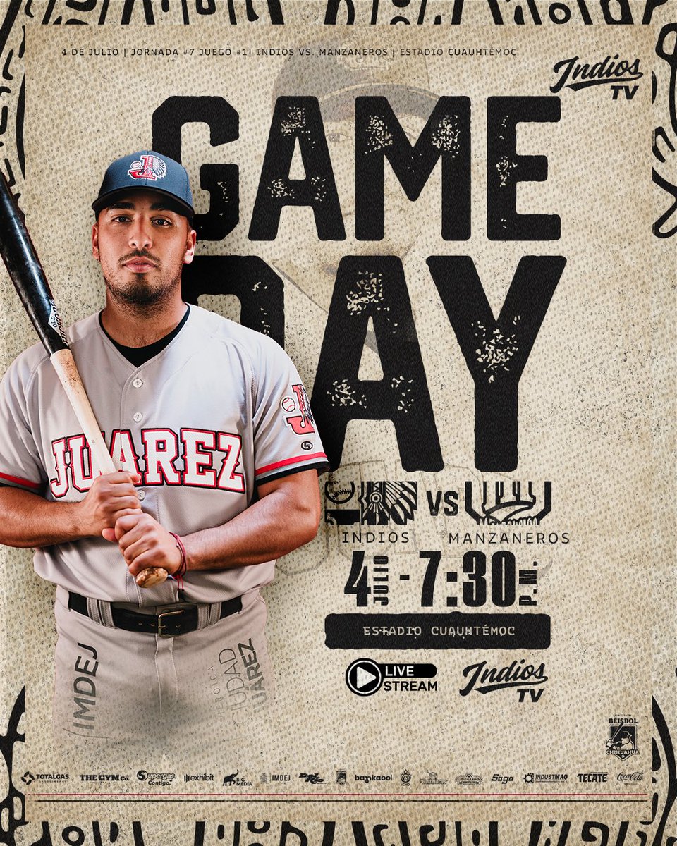 ¡HOY JUGAMOS! 🤩⚾️

Visitamos a Manzaneros para el primer duelo de la semana siete. 🏹💥🍎

🏟️ Estadio Cuauhtémoc
🕖 07:30 P.M. 
📺 INDIOS TV

#Indios2024