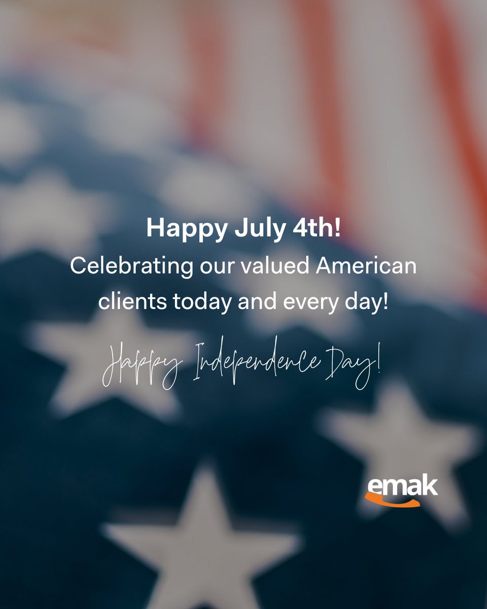 EMAK_Telecom's tweet photo. Happy 4th of July! 🎉
Celebrating our valued American clients today and every day. 🇺🇸
Have a FABULOUS 🤩 day!
From all of us at EMAK https://t.co/qmMY3Bx81U