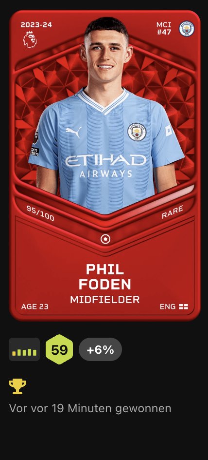 Sorare_Mk's tweet photo. Unglaublich. Phil Foden 😍 Für Platz 12 mit einem Wert bei ca. 700 €. I love this Game. I Love Sorare. Nächste Saison kann kommen 💪 #sorare #rewards #em @Sorare @JohnNellis @CaniSports @scoreadviseYT @NoTimeW3 https://t.co/LhobmbgfqP