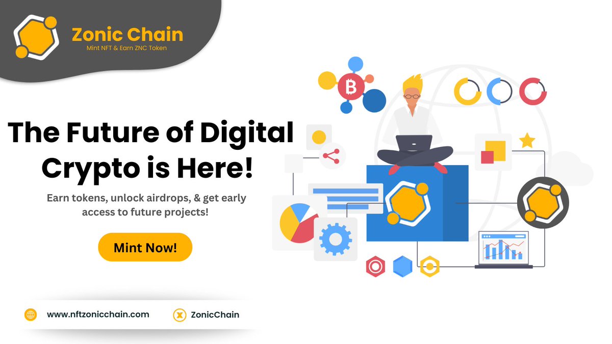 The future of digital #Crypto is here!   Join the ZonicChain #NFT Collection &amp; own a unique piece backed by the #ZonicChain community. Earn tokens, unlock #airdrops, &amp; get early access to future projects!  #NFTCommunity #OGPass #Airdrop #ETH #btc #Blockchain