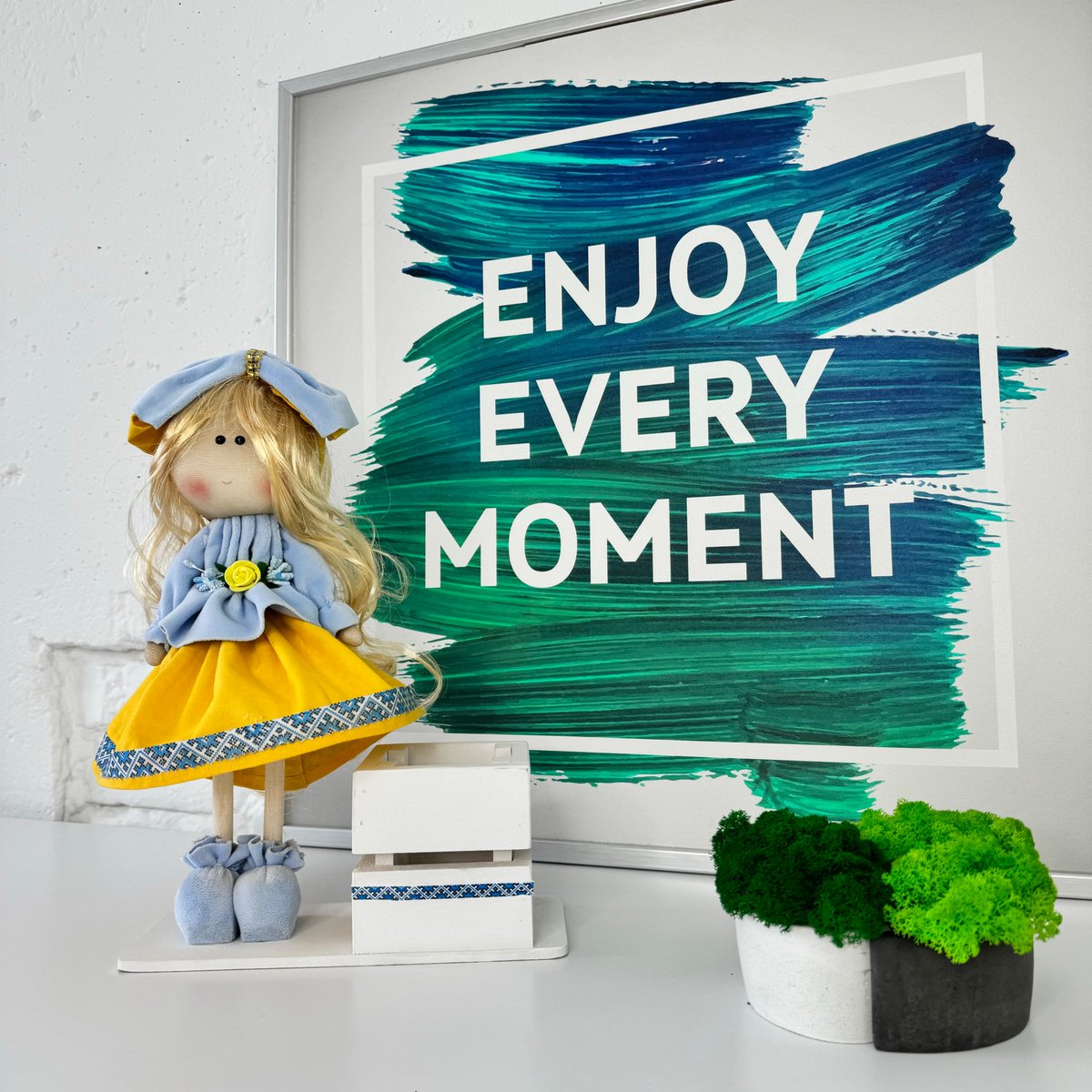 SoulofUkraine24's tweet photo. With a delicate appearance and beautiful blonde hair, this doll will be a true decoration for any interior. The doll stands on a sturdy wooden base, making it stable and perfect for decorating any surface. #dollscult #giftidea #BeautyInNature #SoulofUkraine #USA #NeverGiveUp #interiordecor #interior