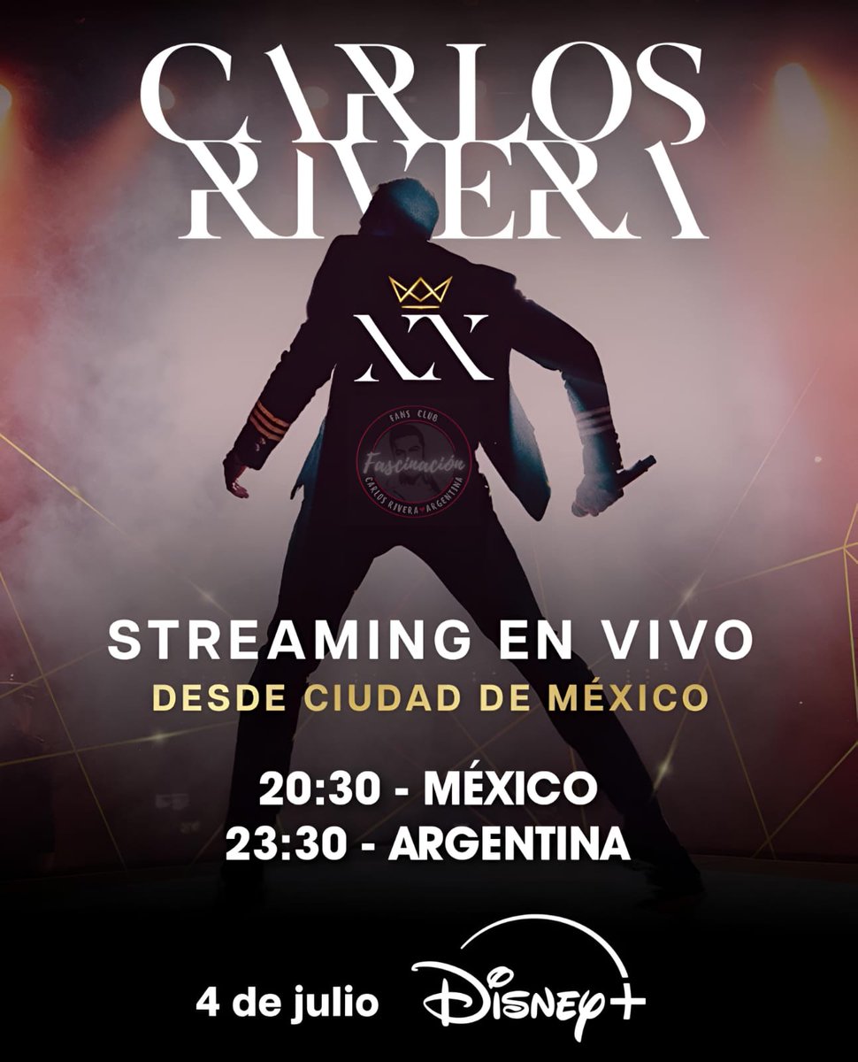 FascinacionFC's tweet image. Es Hoy.... Es Hoy!!! 
@_CarlosRivera en el @ArenaCdMexico

#CARLOSRIVERAXX. Será transmitido  en vivo por @disneyplusla..
23:30 hora de Argentina 🇦🇷

#CarlosRiveraXXAniversario
@WestWoodEntt