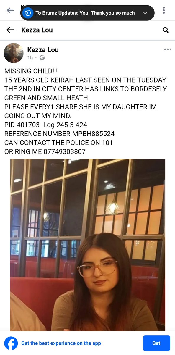updates_brumz's tweet photo. ** MISSING ** 

Please share and let's get Keirah found..... https://t.co/5B8WghVAO3