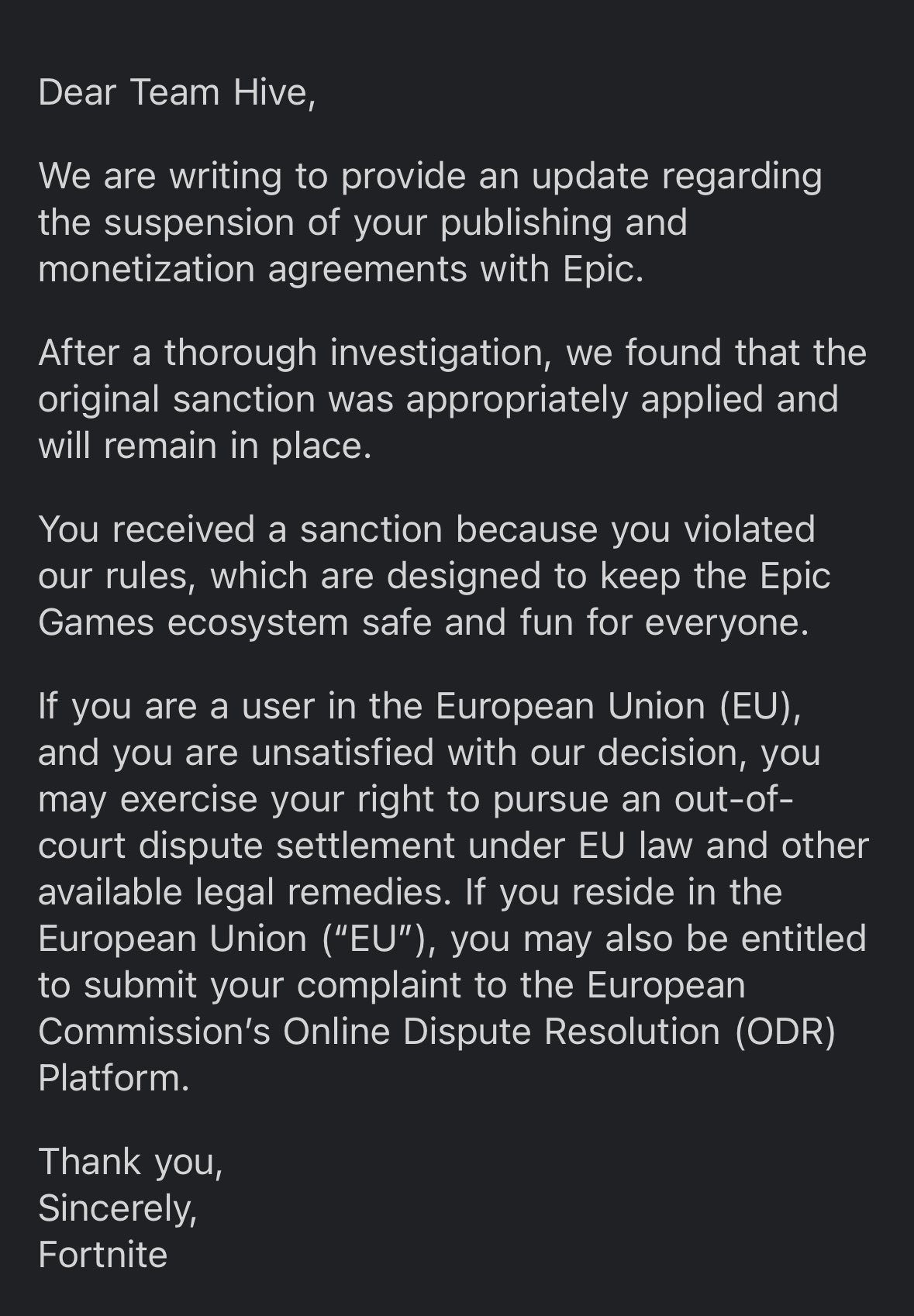 ElectricCloud55 on X: &ldquo;🚨 UPDATE 🚨 Epic has stated it is a 