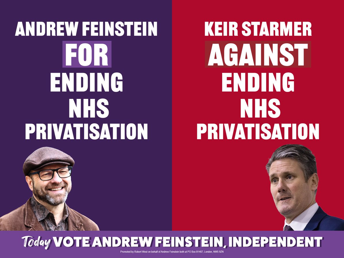 Holborn and St Pancras, it's time to take a stand and protect our NHS from further privatisation. We need to ensure our healthcare system remains public and accessible to all. Keir Starmer OUT and Andrew Feinstein IN. Let's work together for a more equal, fairer future.