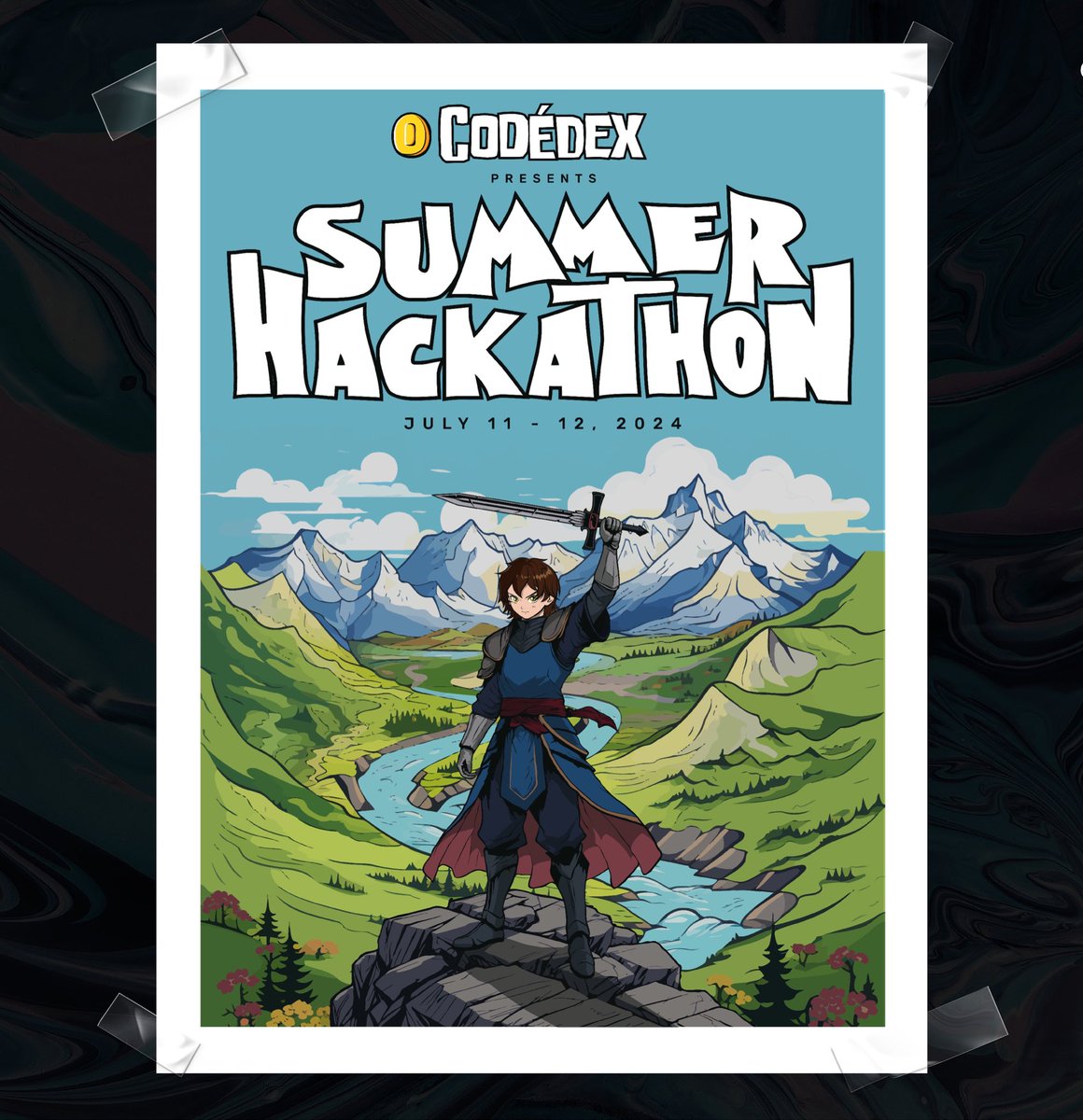 new limited edition #CodedexHackathon poster! we will give out signed copies at swag raffle and put ’em in our online shop during the event ⚔️☀️