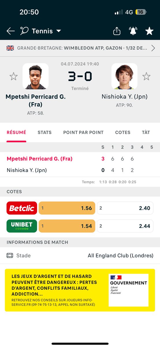 Gio hyper sérieux, 3-0 bien sec en concédant seulement 7 jeux c’est solideeee ! 💪🏼

Elle est bien loin l’élimination face à Janvier 😎

Et si Ruusuvuori tapait Tsitsipas et que ça ouvrait le tableau pour Gio ? ⏳