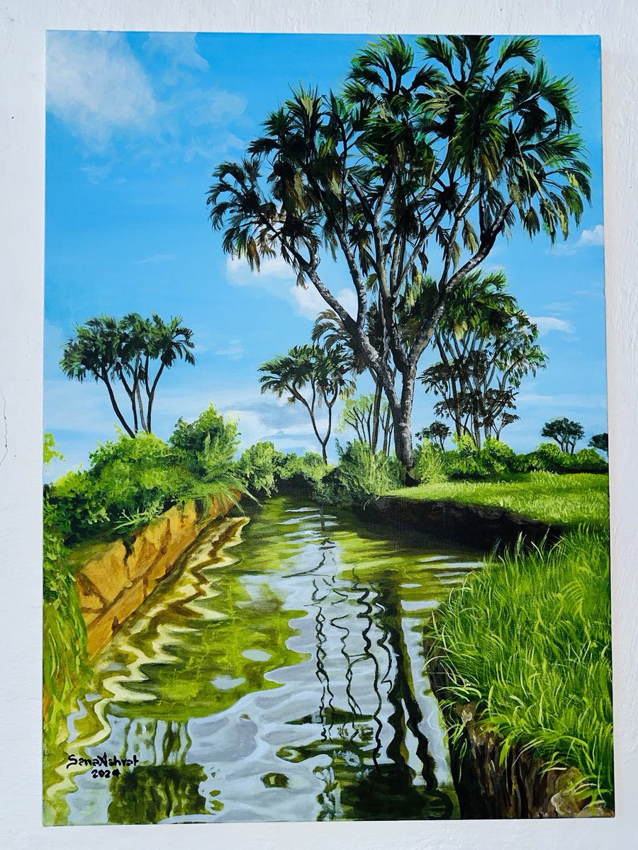 Hello, #Hiiraanstate This is your beautiful landscape. I worked a lot on this master piece of art. #acrylicpainting #NatureBeautiful #somaliart #hiiran