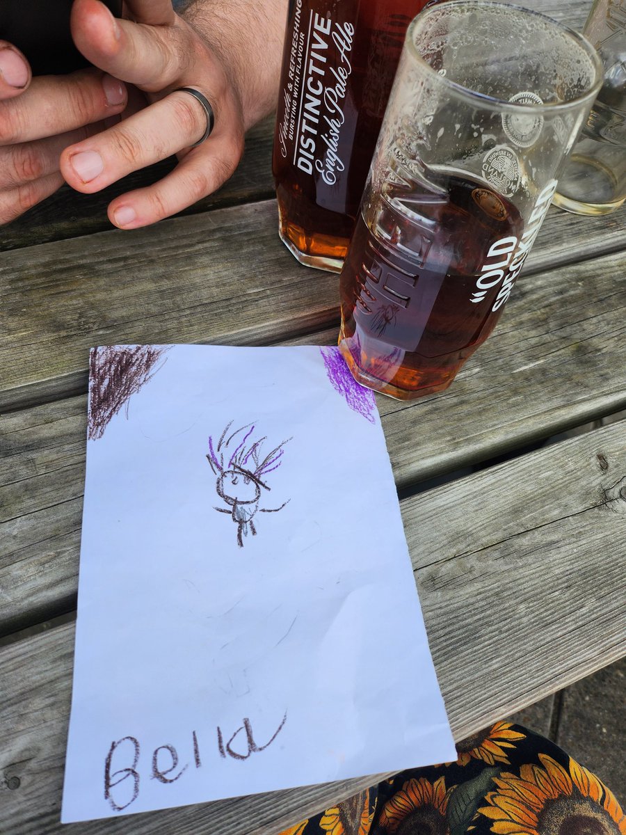 We went to the pub after voting to celebrate the downfall of the Tories. A kind child fell in love with our dog Patrick and drew a picture of baby Phoebe. I like this, whatever it is. This feeling ❤️