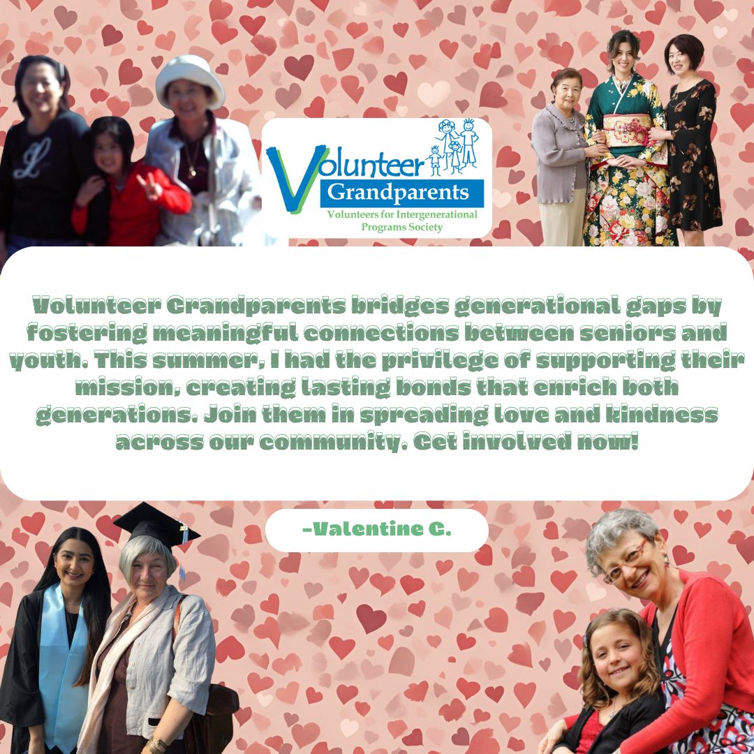 Join us in spreading love and kindness through intergenerational connections at Volunteer Grandparents! Check out our summer student Valentine's farewell blog as she wraps up her term. buff.ly/45Pnyhs 💖 #VolunteerGrandparents #IntergenerationalConnections #SpreadKindness