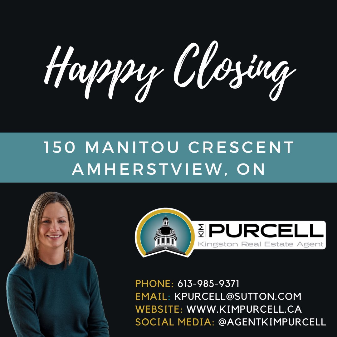 agentkimpurcell's tweet photo. 150 Manitou Cres is officially closed! Wishing my sellers a big congratulations on their sale and purchase. Glad we got to work together on these!
#kingston #amherstview #lennoxandaddington #ygk #kingstonrealestate #ygkhomesforsale #ygkrealtor #kingstonrealestateagent https://t.co/rLbqIS1Hax