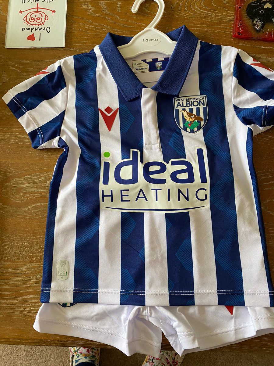 Look what my little man has ❤️❤️ his first kit and my, it’s a good one!! #westbrom #baggies