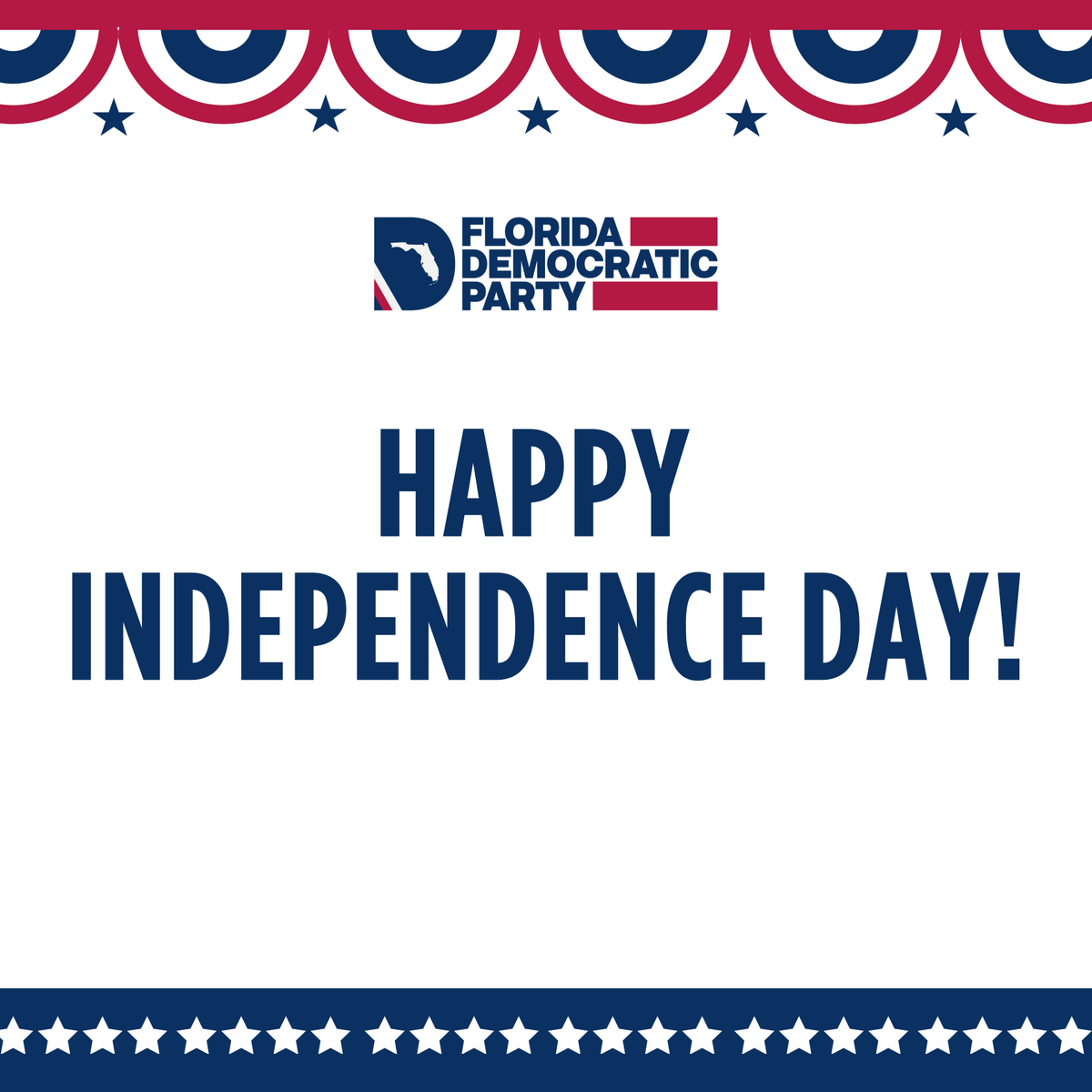 Happy Independence Day on behalf of the Florida Dems! 

When asked what kind of country America would be, Benjamin Franklin famously said ‘a republic, if you can keep it.’ It’s our responsibility to do everything possible to keep that republic alive today.