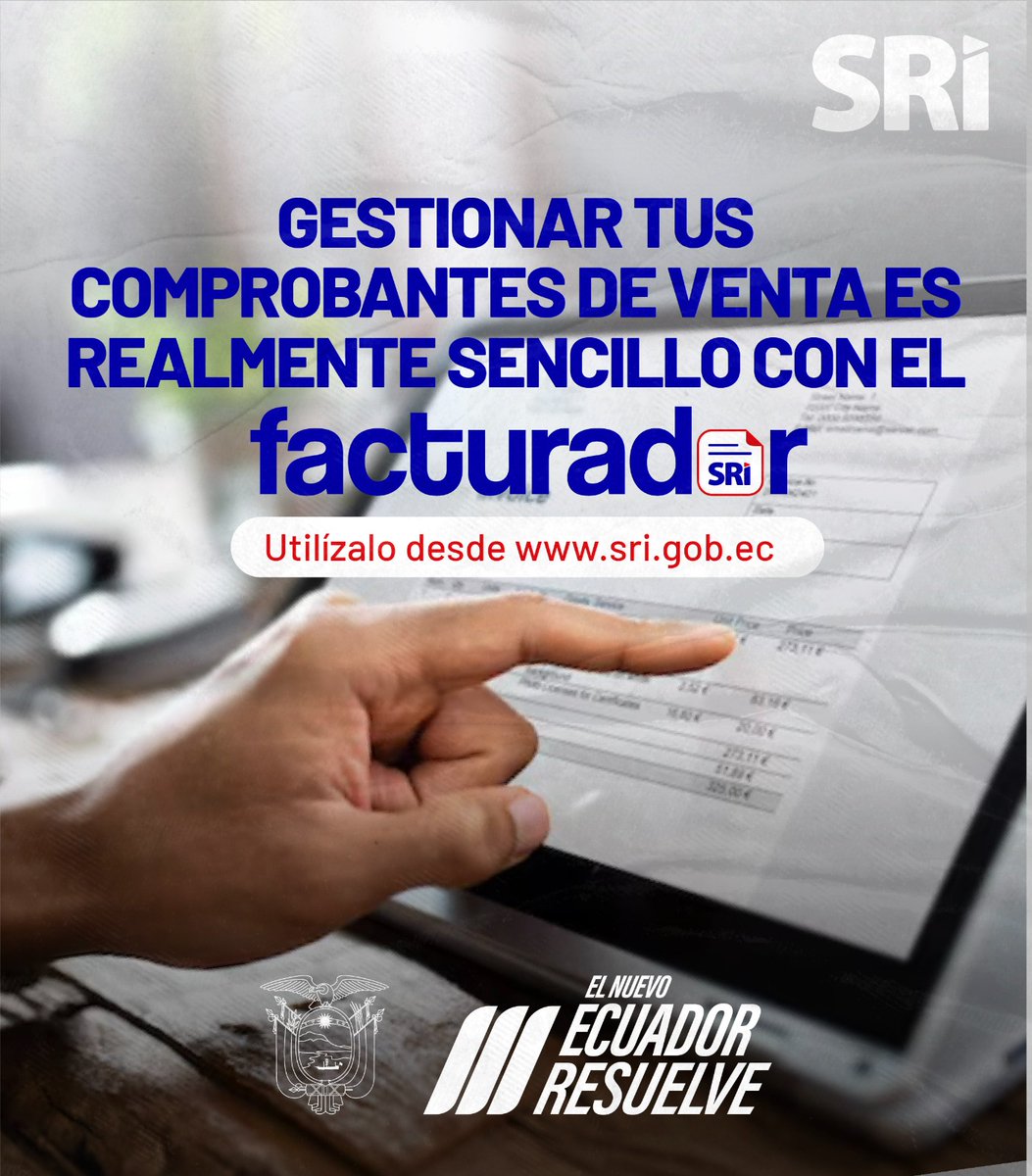 SRIoficialEc's tweet photo. ¡Anula tus comprobantes electrónicos desde el #FacturadorSRI!

Si requieres anular un comprobante de venta, puedes hacerlo directamente desde el mismo aplicativo.

Ahorra tiempo con el #FacturadorSRI  

#ElNuevoEcuadorResuelve https://t.co/Fpj5n7iF2E