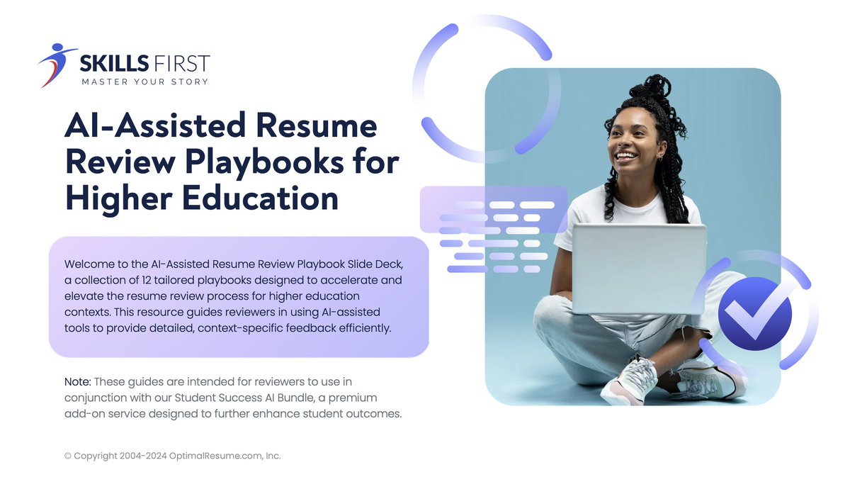 🎉 Exciting news from SkillsFirst! Our new AI-Assisted Resume Review Playbooks help provide personalized, high-quality feedback for every student. Transform your resume reviews today! Contact us at playbooks@skillsfirst.com. #SkillsFirst #AI #HigherEducation #ResumeReview