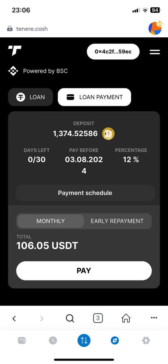 Hello #Tenere community! 🌟

Today, we have updated the #Loan section, adding some user-friendly features for users. Enjoy the new enhancements and let us know your feedback!

#loan #cryptoloan #credit #cryptocredit #cryptostaking #staking #btc #eth #bnb #doge #shib #sol