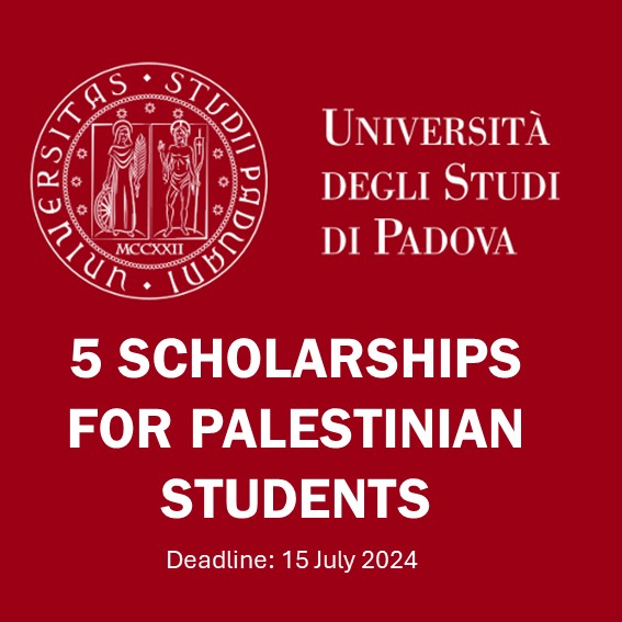 A great initiative of the University of Padua <a href="/UniPadova/">Università di Padova</a> : 5 scholarships for Palestinian students to study in Italy. Deadline: 15/07 Info: unipd.it/en/students-at…