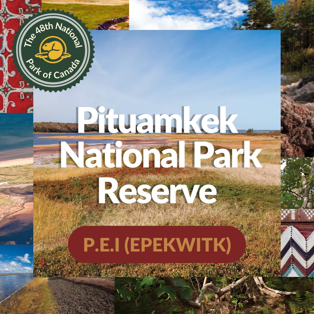 #48!🎉

Today <a href="/parksCanada/">Parks Canada</a> and Mi’kmaq Nation of Epekwitk announced the new Pituamkek National Park Reserve in PEI!

Pituamkek means “At the Long Sand Dune” and will provide community-based employment opportunities and climate-smart infrastructure development!🌊