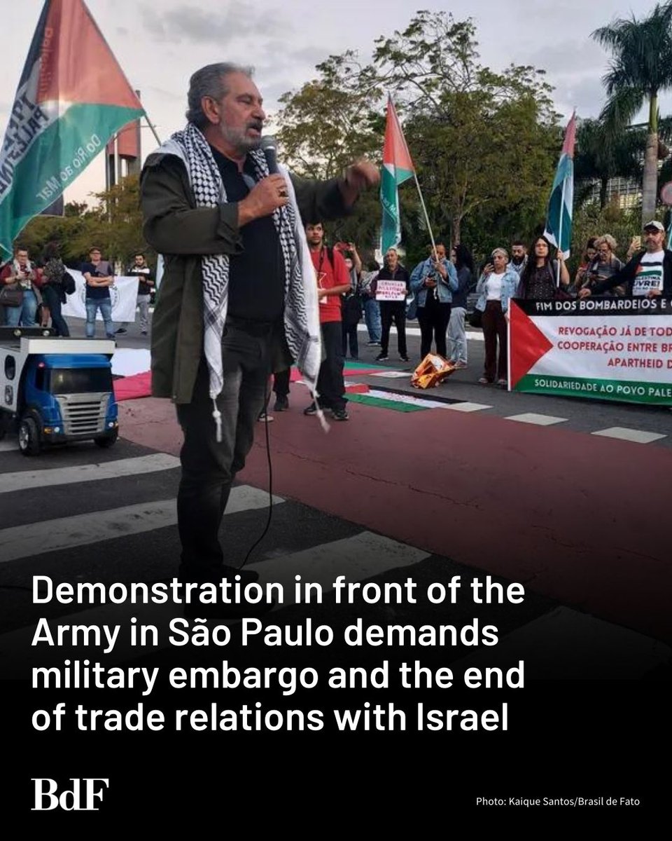 Militants and activists against the Palestinian genocide in the Gaza Strip held a protest in the city of São Paulo on Wednesday (3), calling for the cancellation of contracts signed between the Brazilian government and Israeli arms companies.
