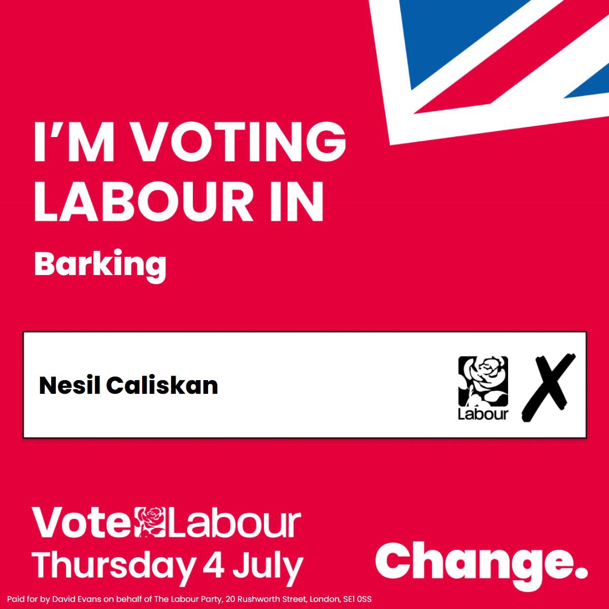 If you want change, you have to vote for it. Polls close at 10pm. There is still time to vote #Labour #Barking