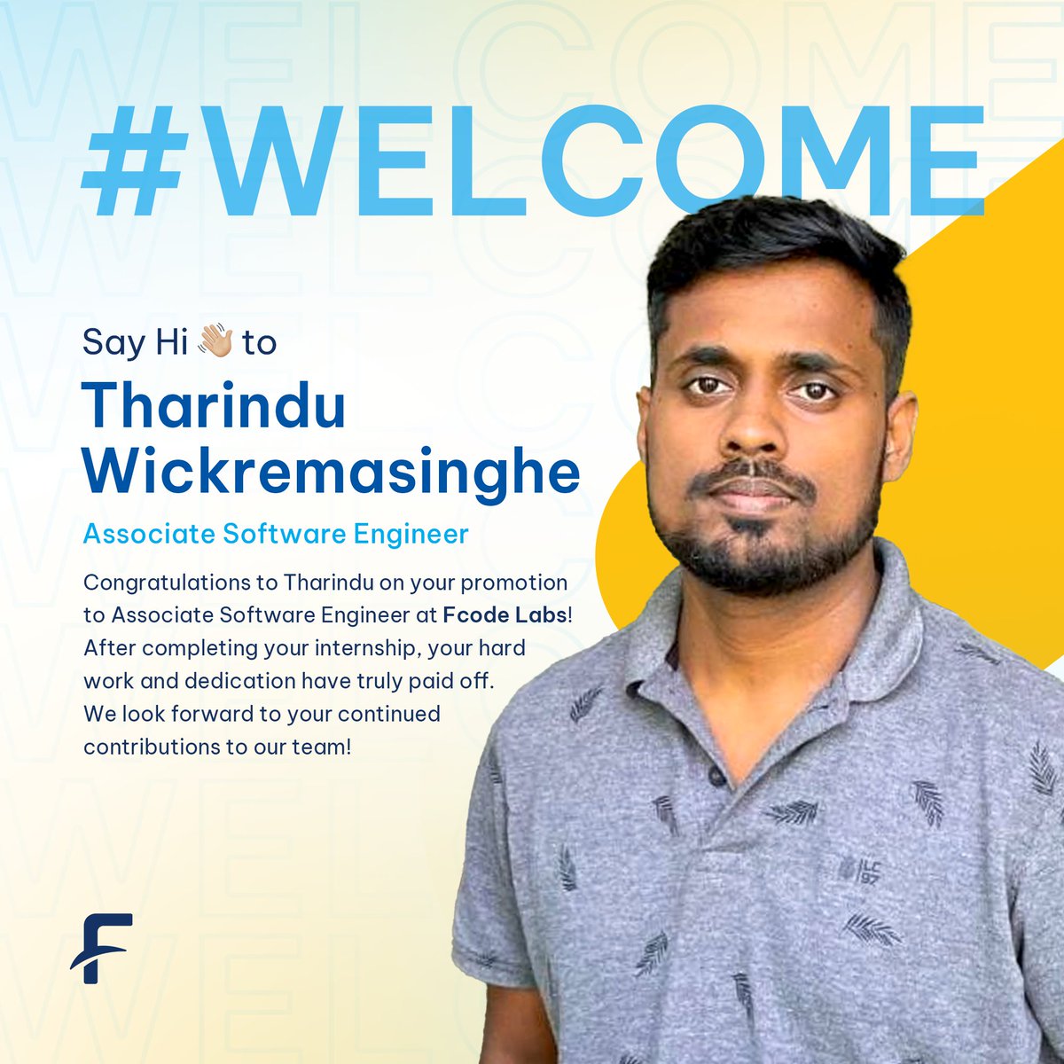 FcodeLabsLive's tweet image. We're thrilled to announce that Tharindu, who started as an intern software engineer at Fcode Labs, is now joining us as an Associate Software Engineer! Welcome to your new role, Tharindu!
#FcodeLabs #CareerGrowth #PeopleAtFcode