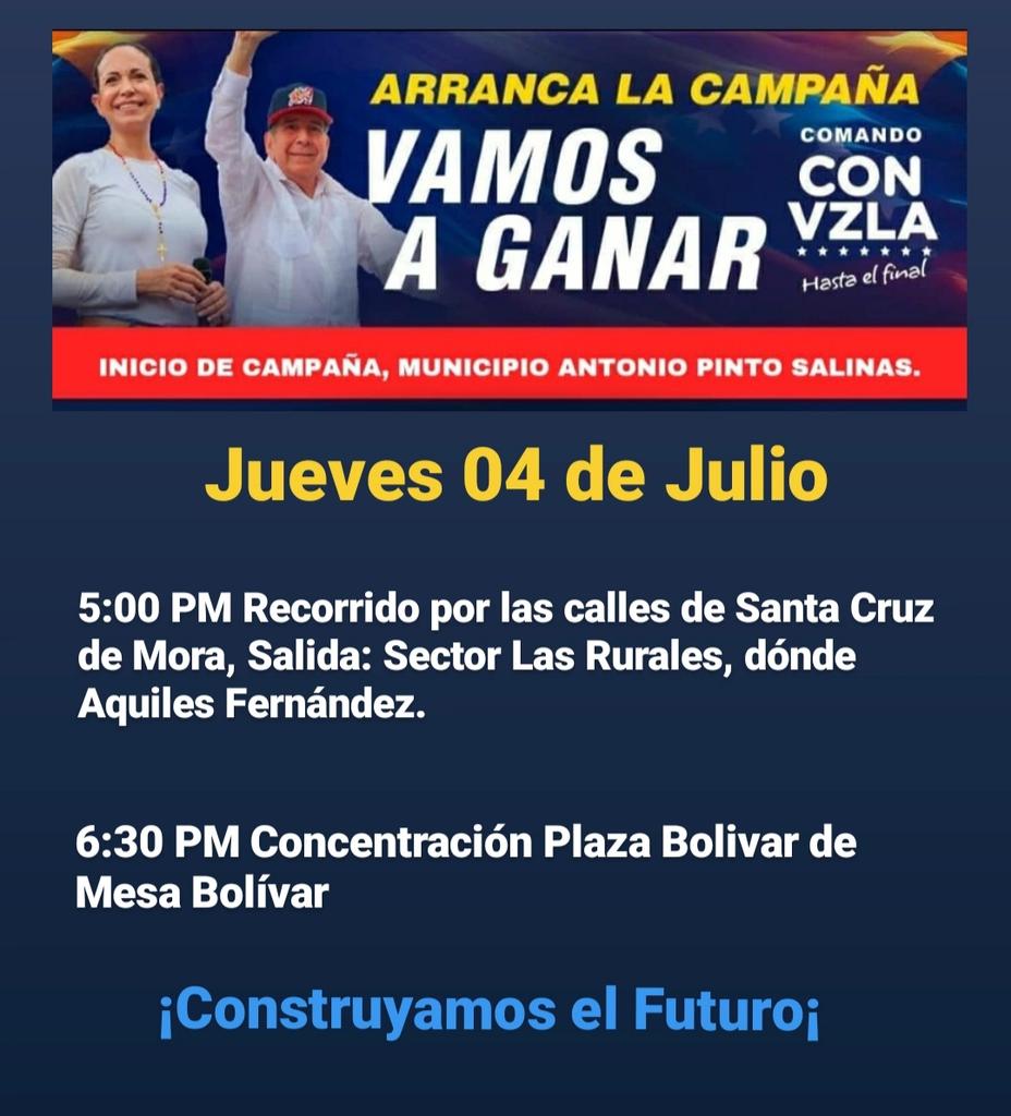 LuisEQuinteroA's tweet photo. Inicio de campaña, Municipio Antonio Pinto Salinas. Vamos juntos a GANAR. 

5:00 PM Recorrido por las Calles de Santa Cruz de Mora, salida sector Las Rurales dónde Aquiles Fernández.

6:30 PM Concentración Plaza Bolivar de la parroquia Mesa Bolivar.

¡Construyamos el Futuro! https://t.co/RDebBIb8bu