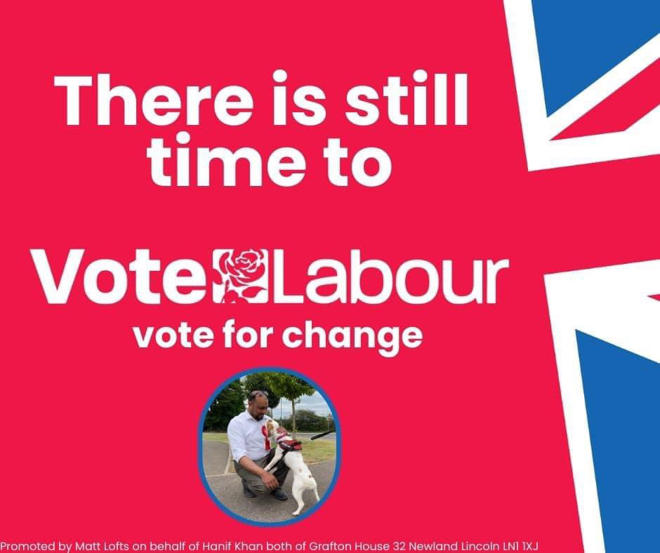 90 minutes to go

Still time to vote <a href="/HanifKhan_1/">Hanif Khan</a> 

<a href="/SleafordLabour/">Sleaford and North Hykeham Labour</a> #Elections2024