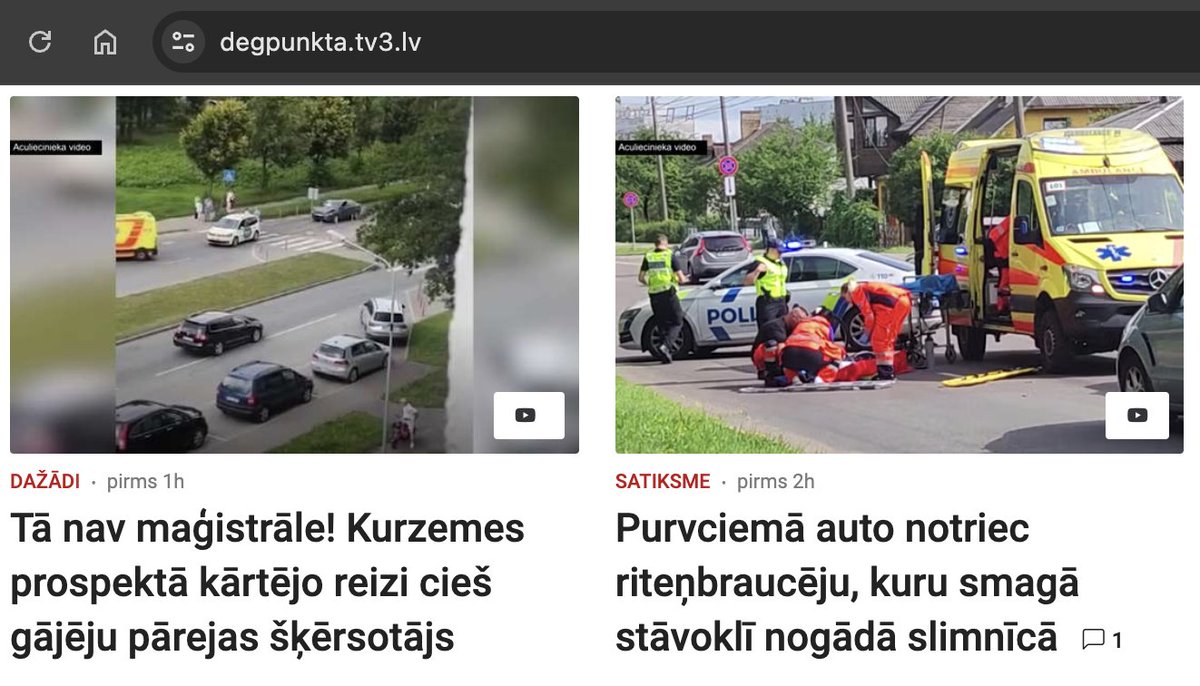 Kontekstā ar satiksmē tik ierasto +15kmh. Nu nav tas OK pilsētā! Šodien divi notriektie uz gājēju pārejām. Pie tāda ātruma gājēji "pēkšņi parādās".
Nav OK pāreja pāri 3 joslām.
Nav OK dalītā atbildība "jo gājējs nepārliecinājās" un smieklīgais 30Eur sods (vieglos gadījumos)