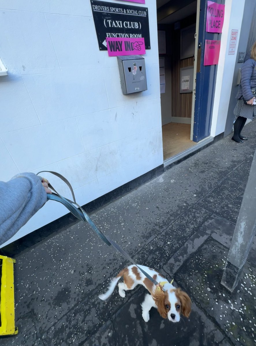I’ve been very excited to take part in #DogsAtPollingStations photo op with wee Ralphie. So proud to have voted! Still time if you haven’t yet 🗳️